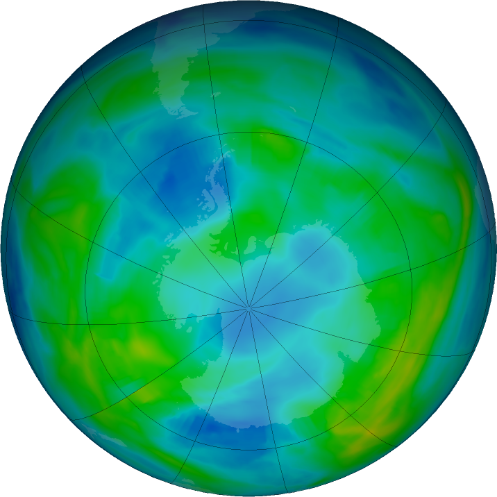 Antarctic ozone map for 10 May 2024